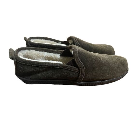 Mens minnetonka Romeo suede leather faux fur slippers - Picture 10 of 10